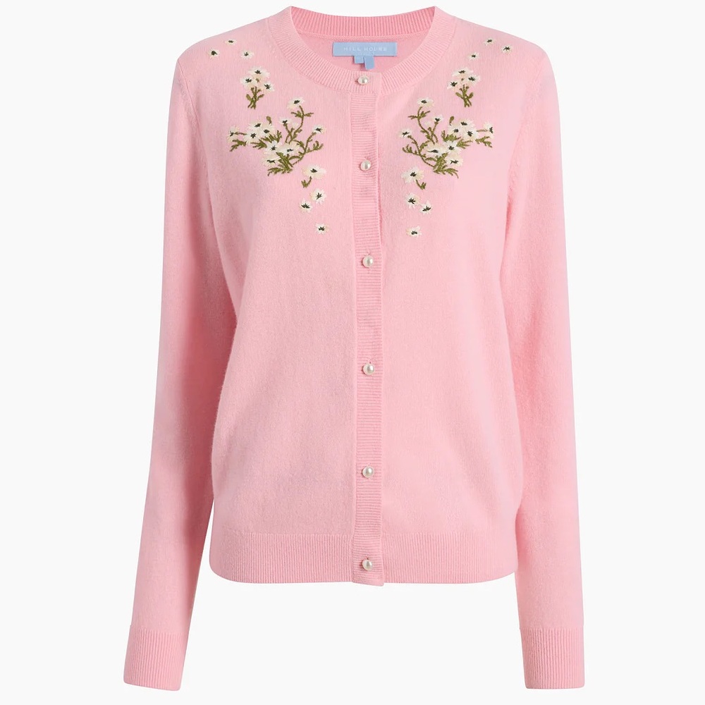 Hill House Pink Embroidered Cardigan - EUC, smoke free home! Size Small